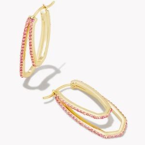 Kendra Scott x Barbie Gold Hoops with pink crystals. (Giftable)